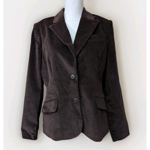 Rafaella Blazer Women’s 12 Brown Corduroy Notched Lapel Lined NWOT Preppy - Picture 1 of 8